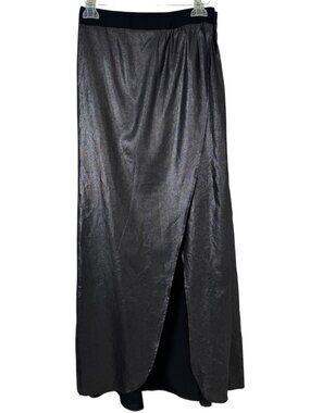 Express NWOT Black Silver Shimmer Maxi Skirt Size 8 Party Casual Sparkle Evening